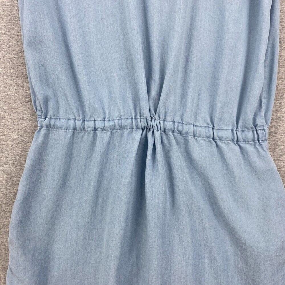 Thread & Supply Shirt Dress Women Medium Blue Button Up Drawstring Waist Pockets - Picture 10 of 14